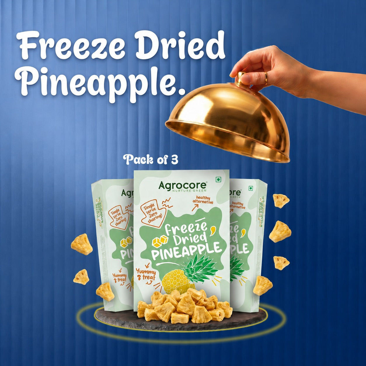 Freeze Dried Pineapple Cubes – Pack of 3